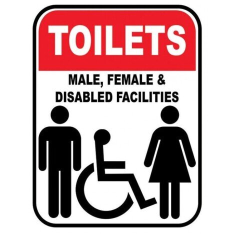 Toilets male female disabled facilities